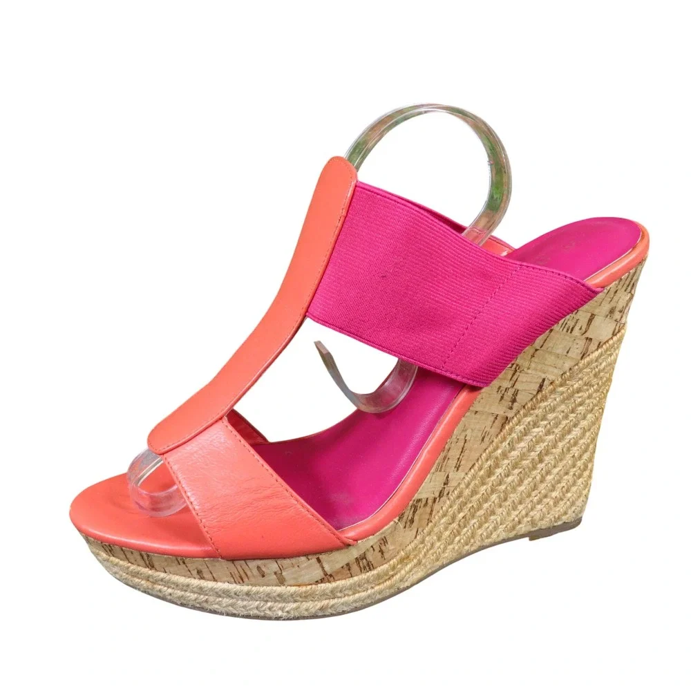 Charles by Charles David Womens Wedge Sandals Size 10M Summer Coral Pink Cork